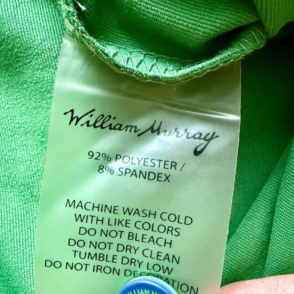 William Murray Just A Trim Polo Mens Medium Green‎ Golfing Polo